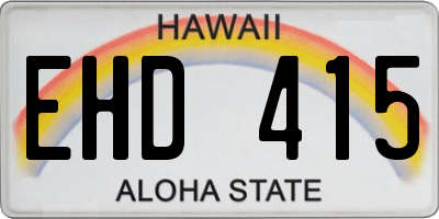 HI license plate EHD415