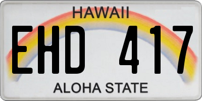 HI license plate EHD417
