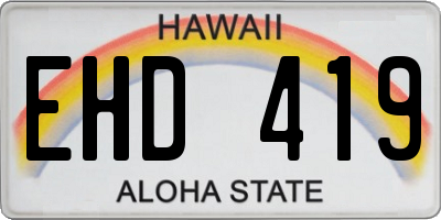 HI license plate EHD419