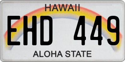 HI license plate EHD449
