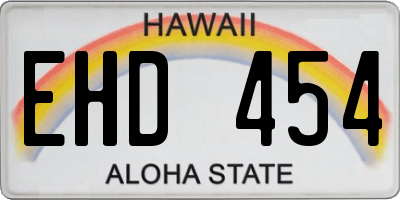 HI license plate EHD454