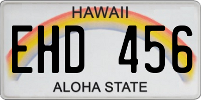 HI license plate EHD456