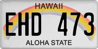 HI license plate EHD473