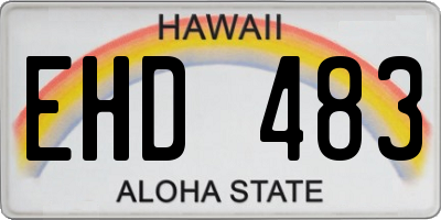 HI license plate EHD483