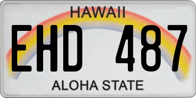 HI license plate EHD487