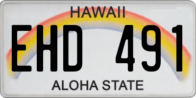 HI license plate EHD491