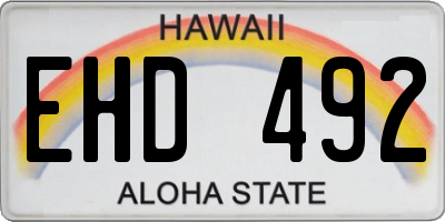 HI license plate EHD492