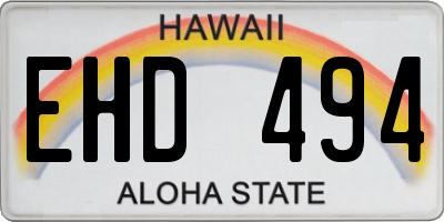 HI license plate EHD494