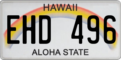 HI license plate EHD496