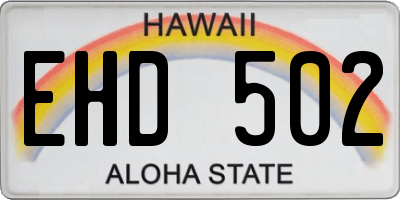 HI license plate EHD502