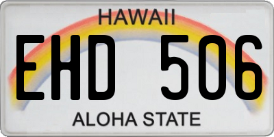 HI license plate EHD506