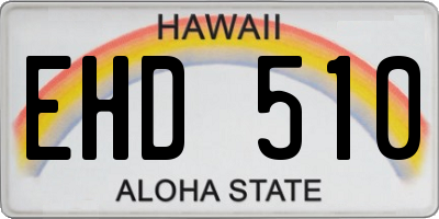 HI license plate EHD510