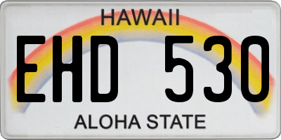 HI license plate EHD530