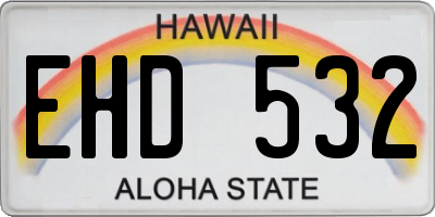 HI license plate EHD532