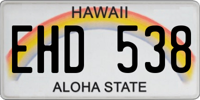 HI license plate EHD538