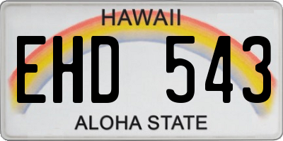 HI license plate EHD543