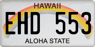 HI license plate EHD553