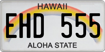 HI license plate EHD555