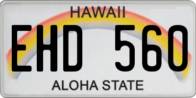 HI license plate EHD560