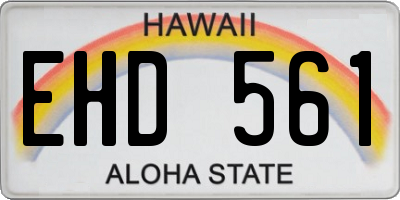HI license plate EHD561