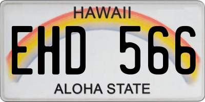 HI license plate EHD566