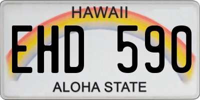 HI license plate EHD590