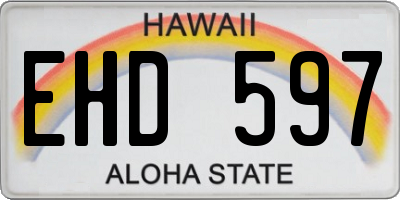 HI license plate EHD597