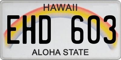 HI license plate EHD603