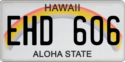 HI license plate EHD606