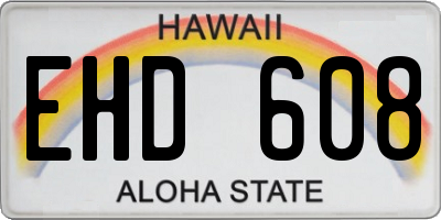 HI license plate EHD608