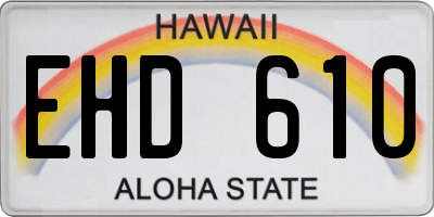 HI license plate EHD610