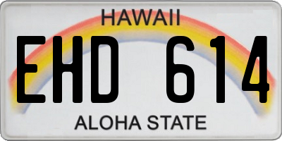 HI license plate EHD614