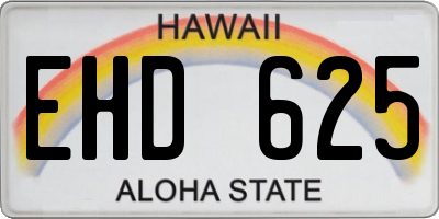 HI license plate EHD625