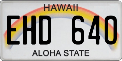 HI license plate EHD640