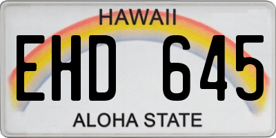 HI license plate EHD645