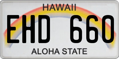HI license plate EHD660