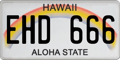 HI license plate EHD666