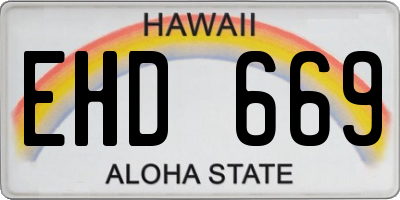 HI license plate EHD669