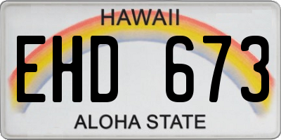 HI license plate EHD673