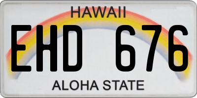 HI license plate EHD676