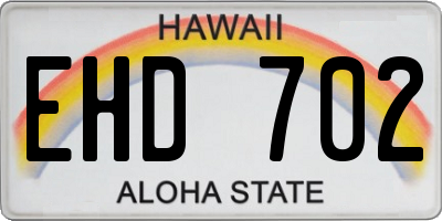 HI license plate EHD702