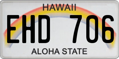 HI license plate EHD706