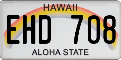 HI license plate EHD708