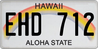 HI license plate EHD712