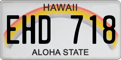 HI license plate EHD718