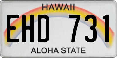 HI license plate EHD731