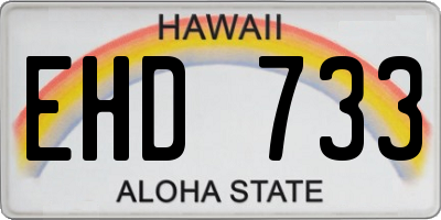 HI license plate EHD733
