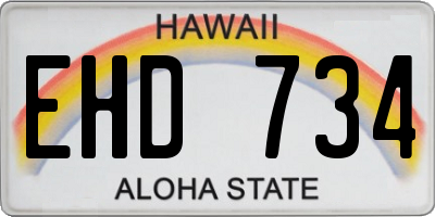 HI license plate EHD734