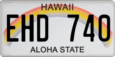 HI license plate EHD740
