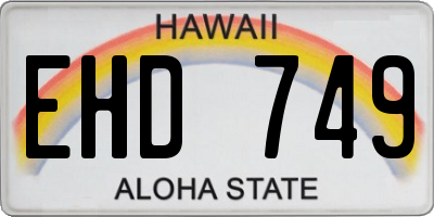 HI license plate EHD749